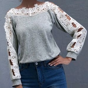 Cutout lace insert sweater - size medium